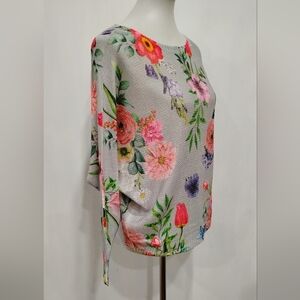 ITALIAN FLORAL PRINT KNIT TOP NWOT